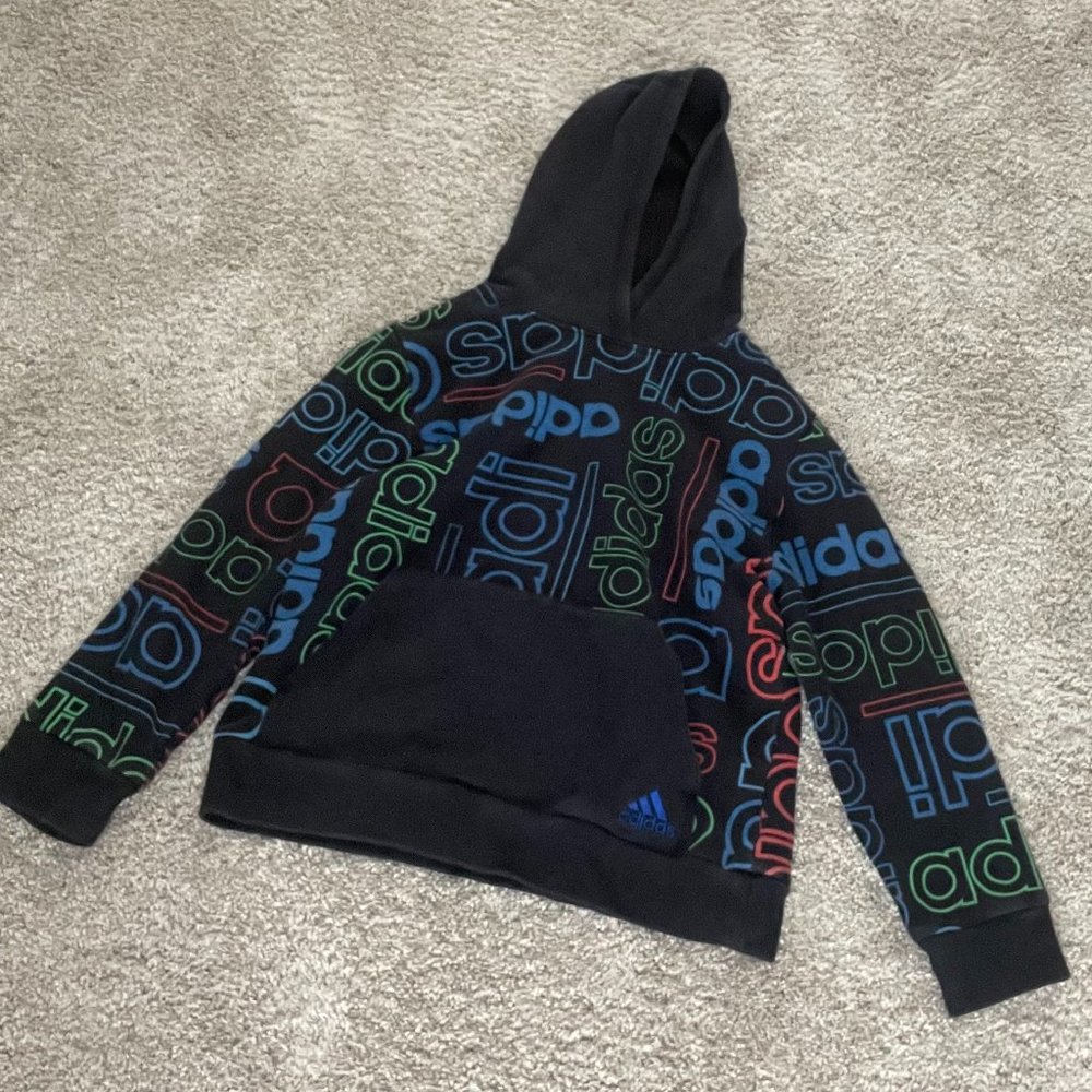 Blue Adidas Logo Hoodie with front pocket